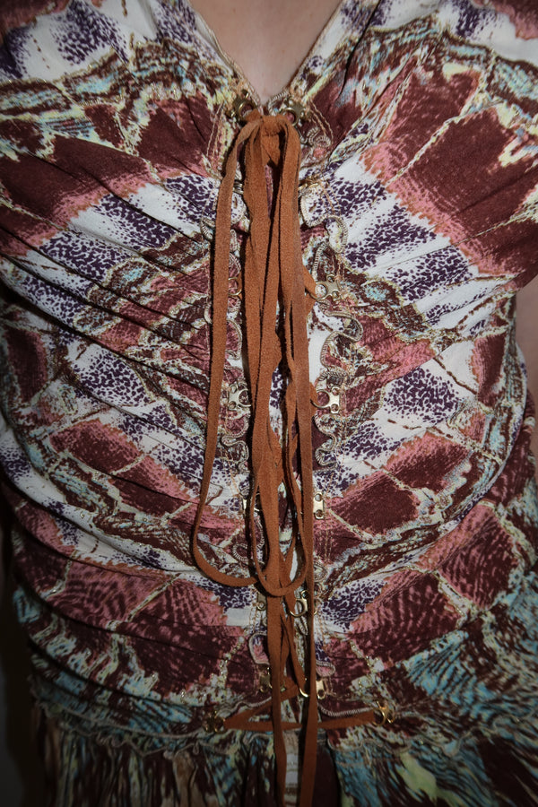 Roberto Cavalli SS2004 Feather Pattern Dress
