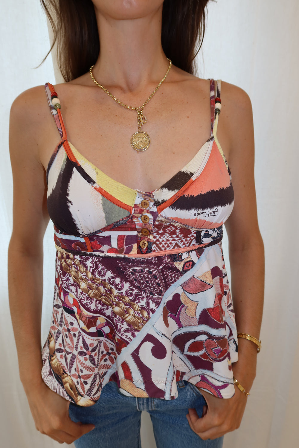 Just Cavalli Beaded Patchwork Top