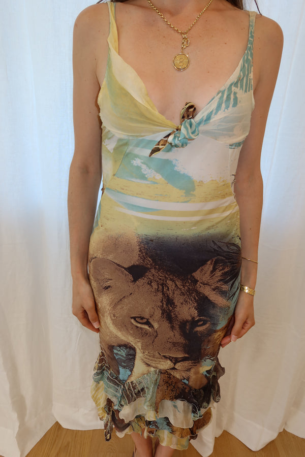 Roberto Cavalli SS2002 Lion Print Dress