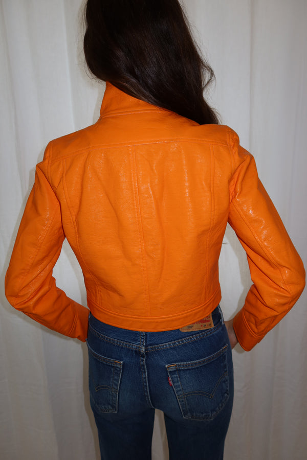 Courrèges 1960s Neon Orange Vinyl Jacket