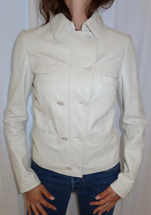 Blumarine 2000s White Leather Jacket
