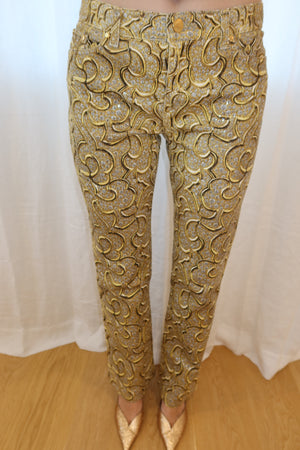Roberto Cavalli SS2000 Gold Sequin Baroque Pants