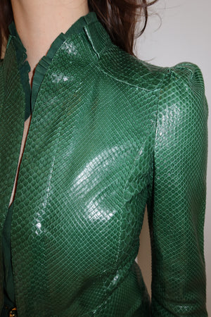 Gucci SS2006 Runway Green Python Leather Jacket