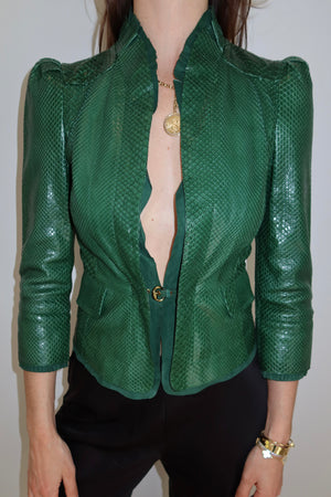 Gucci SS2006 Runway Green Python Leather Jacket