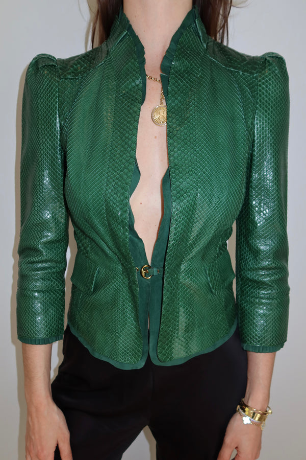 Gucci SS2006 Runway Green Python Leather Jacket