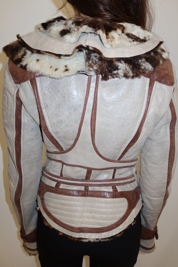 Just Cavalli Vintage Leather & Fur Jacket