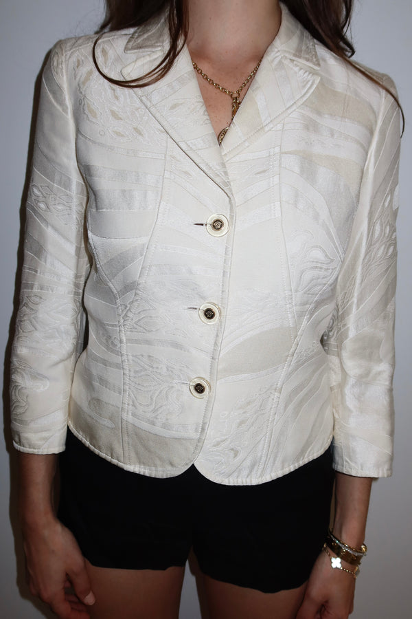 Versace Jacquard White Blazer