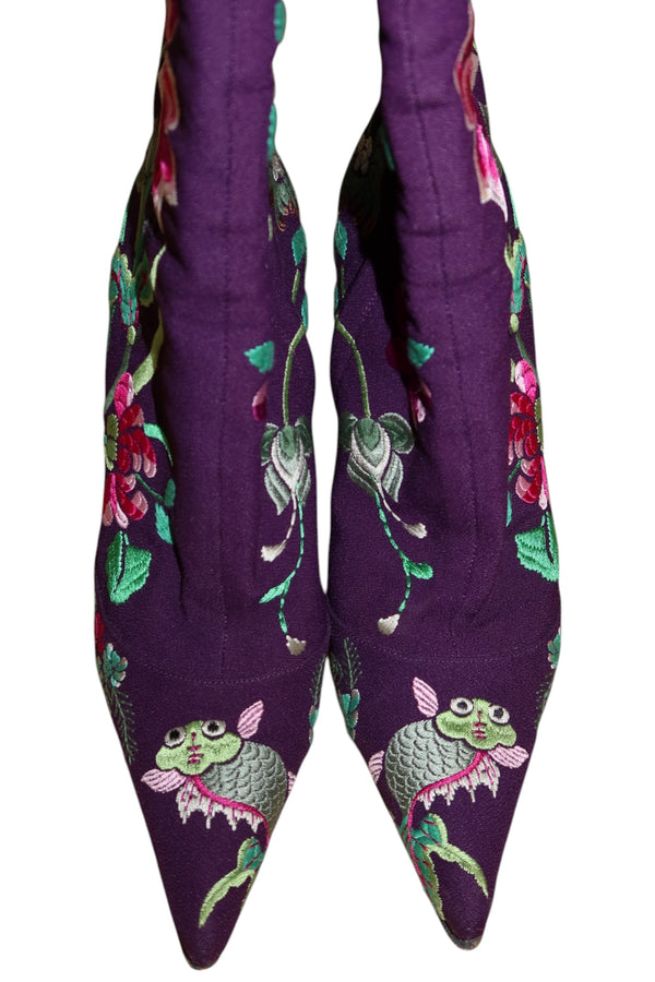 Dior by Galliano 2003 Koi Embroidered Purple Boots
