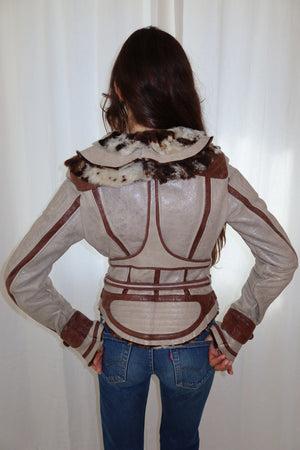 Just Cavalli Vintage Leather & Fur Jacket