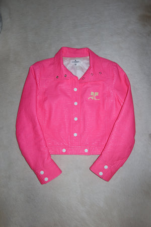 Courrèges 1960s Hot Pink Vinyl Cropped Jacket
