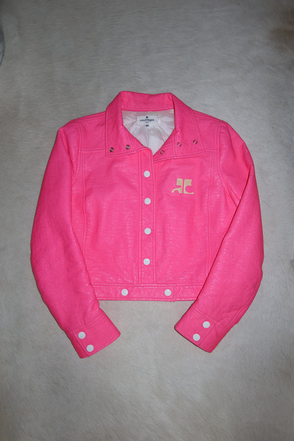 Courrèges 1960s Hot Pink Vinyl Cropped Jacket