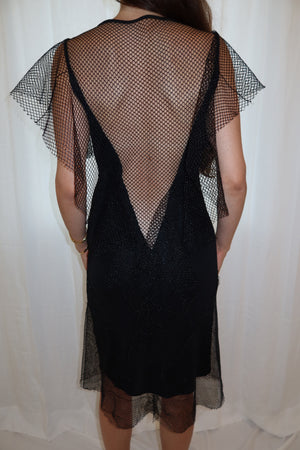 Loris Azzaro 1970s Glitter Fishnet Dress
