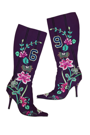 Dior by Galliano 2003 Koi Embroidered Purple Boots