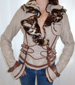 Just Cavalli Vintage Leather & Fur Jacket