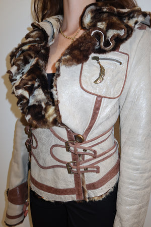 Just Cavalli Vintage Leather & Fur Jacket
