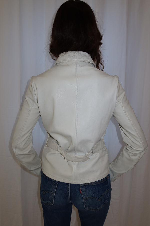 Blumarine 2000s White Leather Jacket