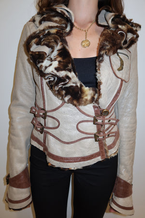 Just Cavalli Vintage Leather & Fur Jacket