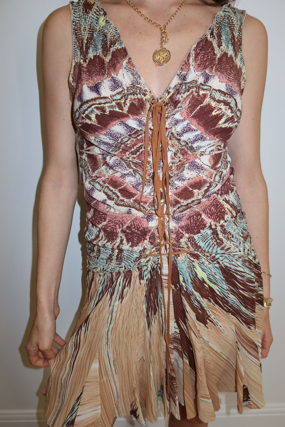 Roberto Cavalli SS2004 Feather Pattern Dress