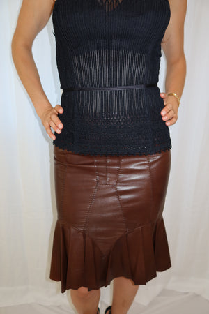 Yves Saint Laurent By Tom Ford SS2003 Leather Ruffle Mermaid Skirt