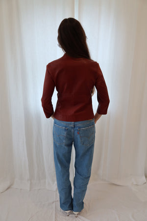 Gucci by Tom Ford Burgundy Laser Cut Leather Jacket