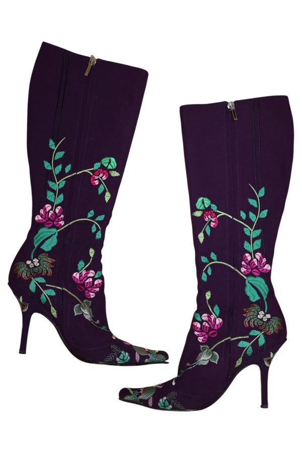 Dior by Galliano 2003 Koi Embroidered Purple Boots