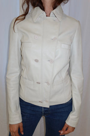 Blumarine 2000s White Leather Jacket