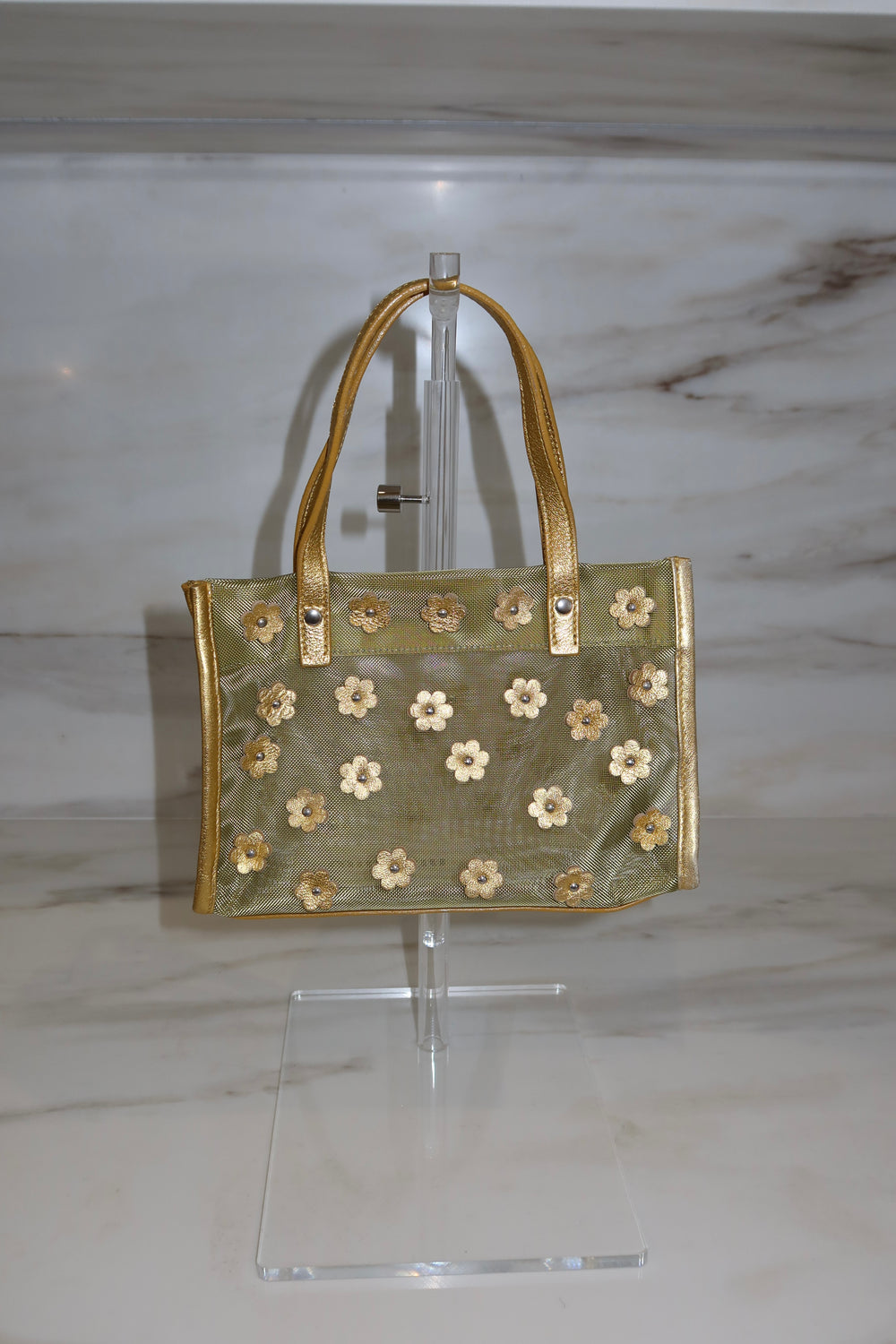 Miu Miu 1999 Gold Mesh Floral Mini Bag