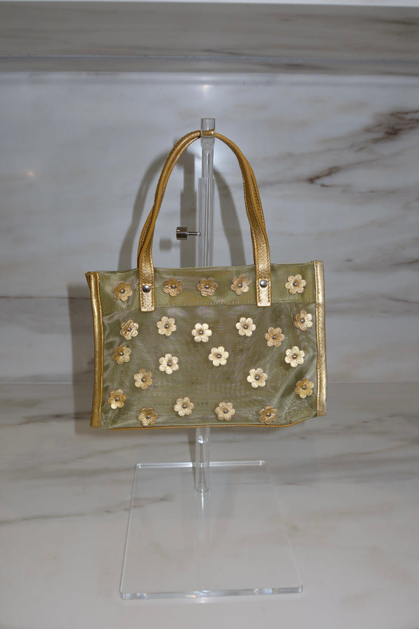 Miu Miu 1999 Gold Mesh Floral Mini Bag