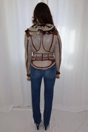Just Cavalli Vintage Leather & Fur Jacket