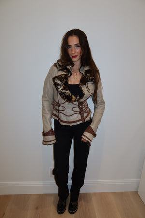 Just Cavalli Vintage Leather & Fur Jacket