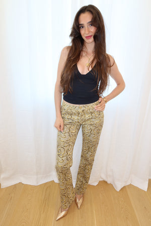 Roberto Cavalli SS2000 Gold Sequin Baroque Pants
