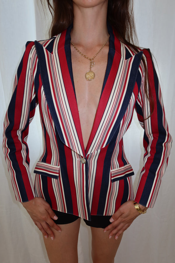 Thierry Mugler Couture 1980s Striped Blazer