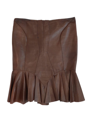 Yves Saint Laurent By Tom Ford SS2003 Leather Ruffle Mermaid Skirt