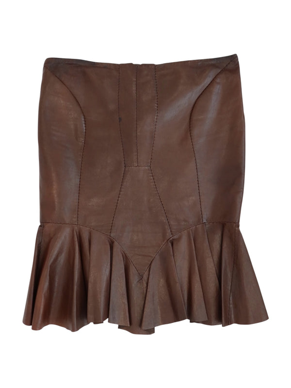 Yves Saint Laurent By Tom Ford SS2003 Leather Ruffle Mermaid Skirt