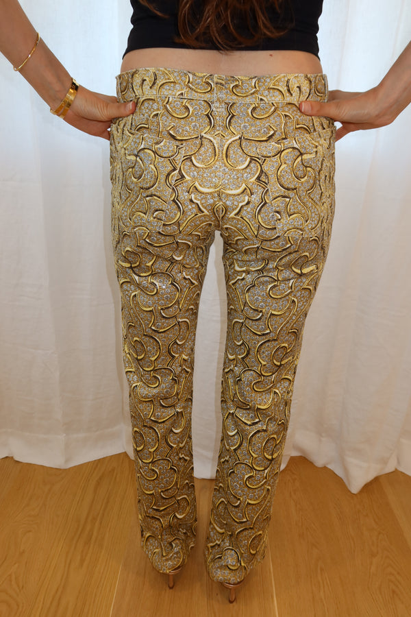Roberto Cavalli SS2000 Gold Sequin Baroque Pants