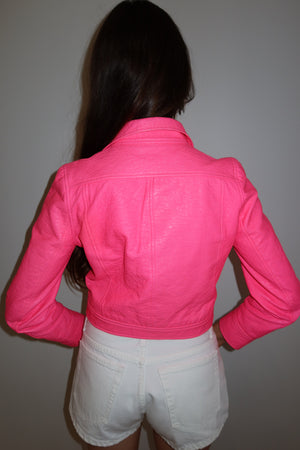 Courrèges 1960s Hot Pink Vinyl Cropped Jacket