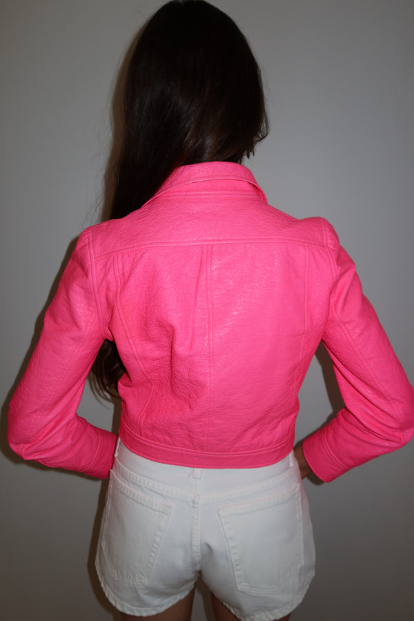 Courrèges 1960s Hot Pink Vinyl Cropped Jacket