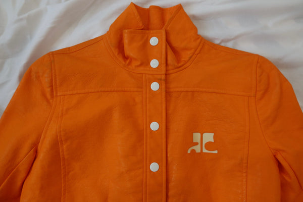 Courrèges 1960s Neon Orange Vinyl Jacket