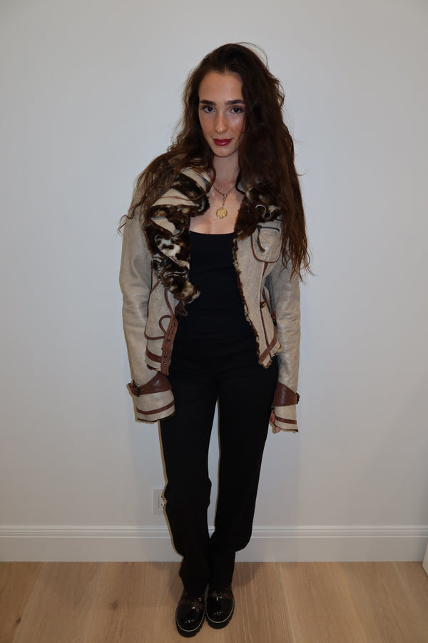Just Cavalli Vintage Leather & Fur Jacket