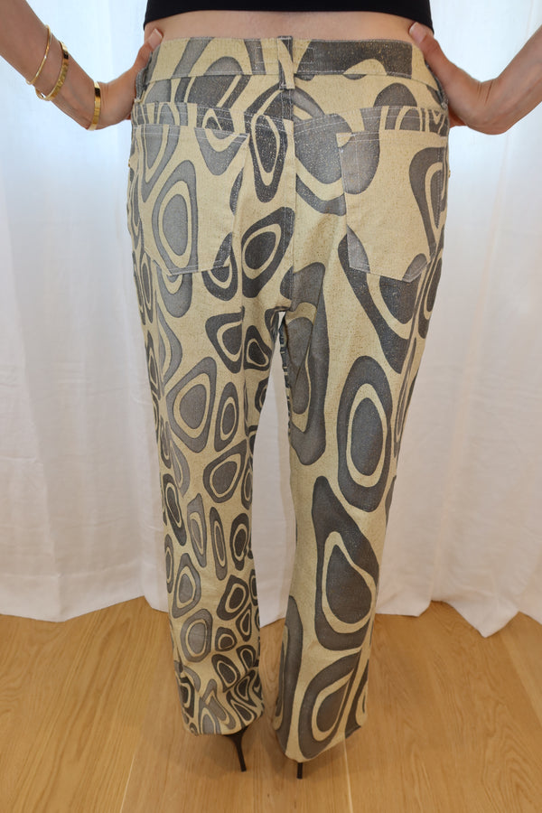 Roberto Cavalli AW2000 Psychadelic Geo Metallic Pants