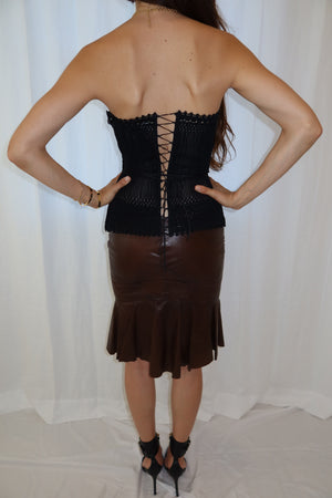 Yves Saint Laurent By Tom Ford SS2003 Leather Ruffle Mermaid Skirt
