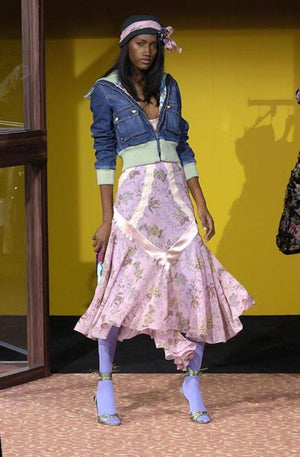 Dolce & Gabbana FW2004 Runway Floral Pink Silk Dress