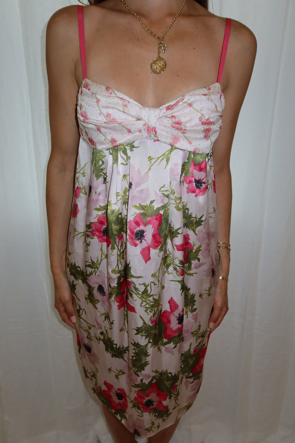John Galliano 2005 Floral Silk Dress