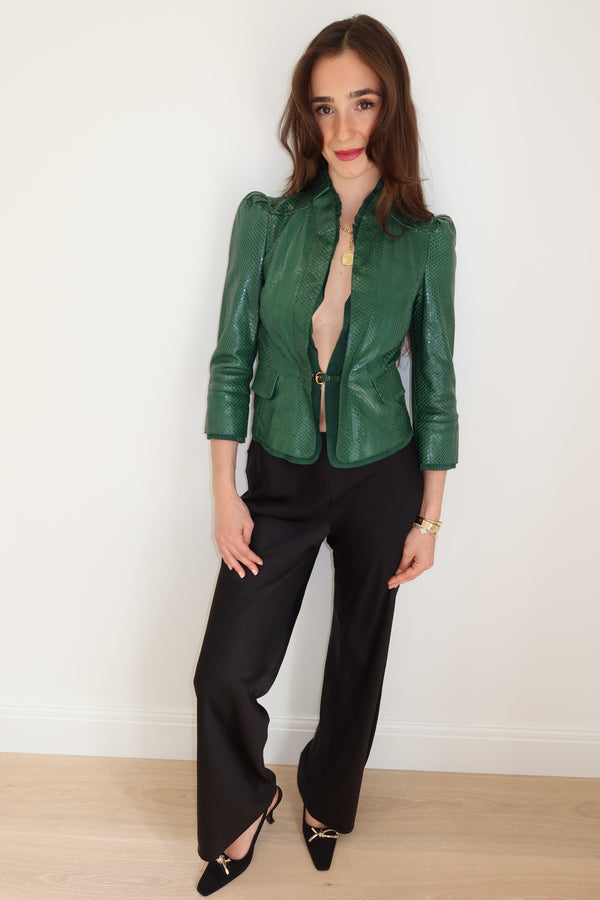 Gucci SS2006 Runway Green Python Leather Jacket