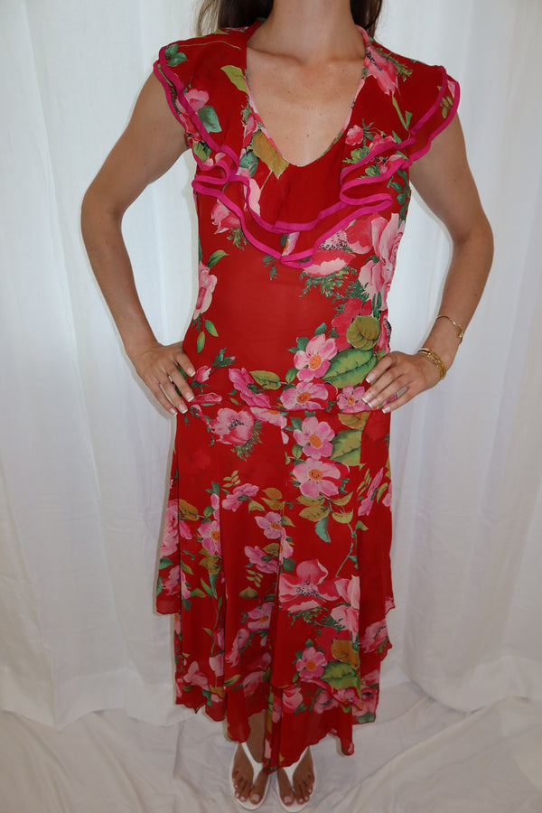 Blumarine SS2002 Silk Floral Ensemble