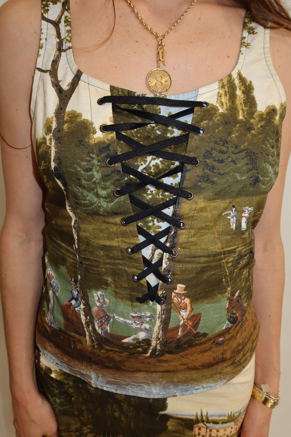 Moschino Jeans Renaissance Print Corset Set