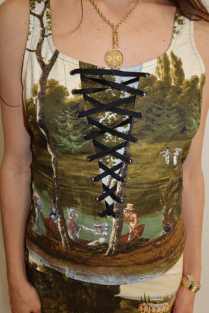 Moschino Jeans Renaissance Print Corset Set