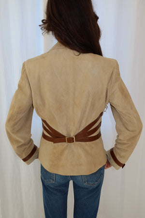 Valentino 2004 Suede Leather Buckle Jacket
