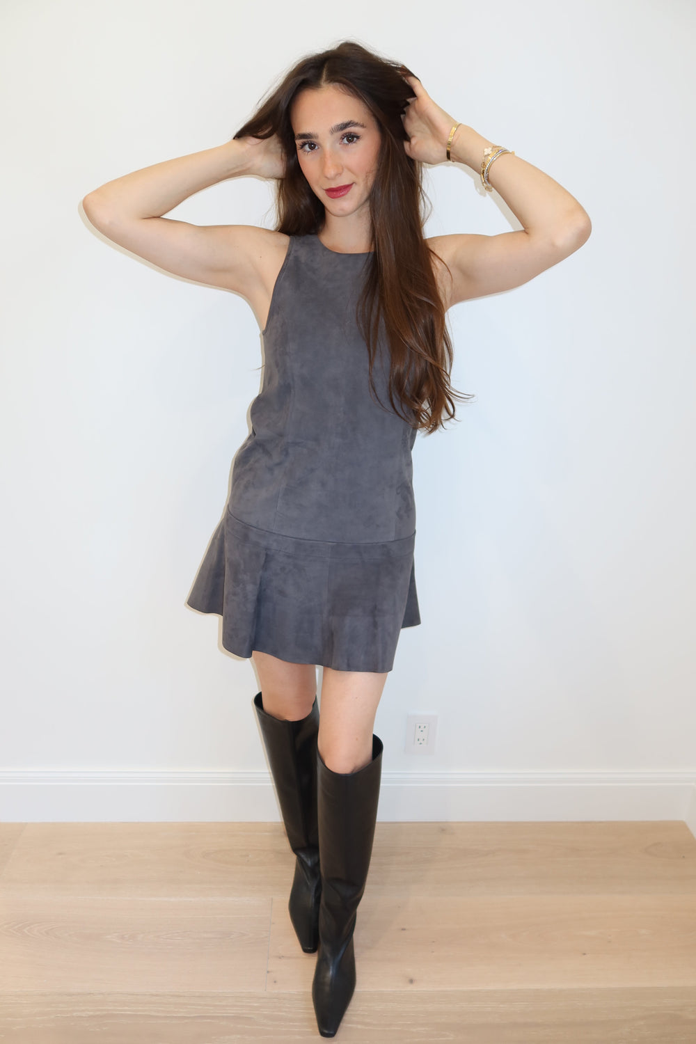 Balenciaga Vintage Gray Suede Dress