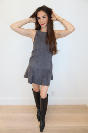 Balenciaga Vintage Gray Suede Dress